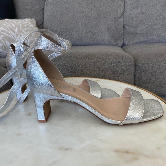 Silent D- Silver Ankle wrap heels Size 38 / US 7.5 - Picture 1 of 5
